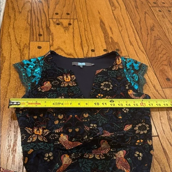 ANTHROPOLOGIE Eva Franco larksong Corduroy Birds Sequin Dress Size 8 - Picture 12 of 13